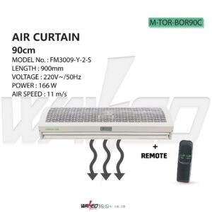 Rideau d'Air Électrique 90cm avec Télécommande — 100W, Silencieux ≤45dB, 11m/s, Restaurant/Hôtel/Magasin